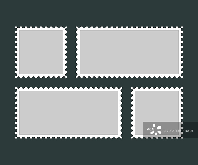 设置空白邮票孤立在灰色图片素材