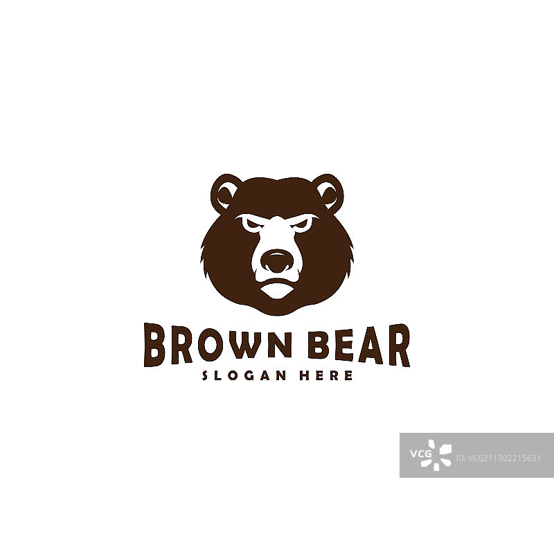 棕熊头吉祥物标志设计图片素材