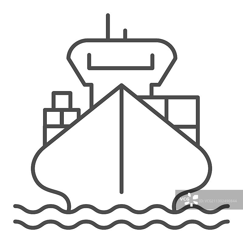 货船与集装箱细线图标图片素材