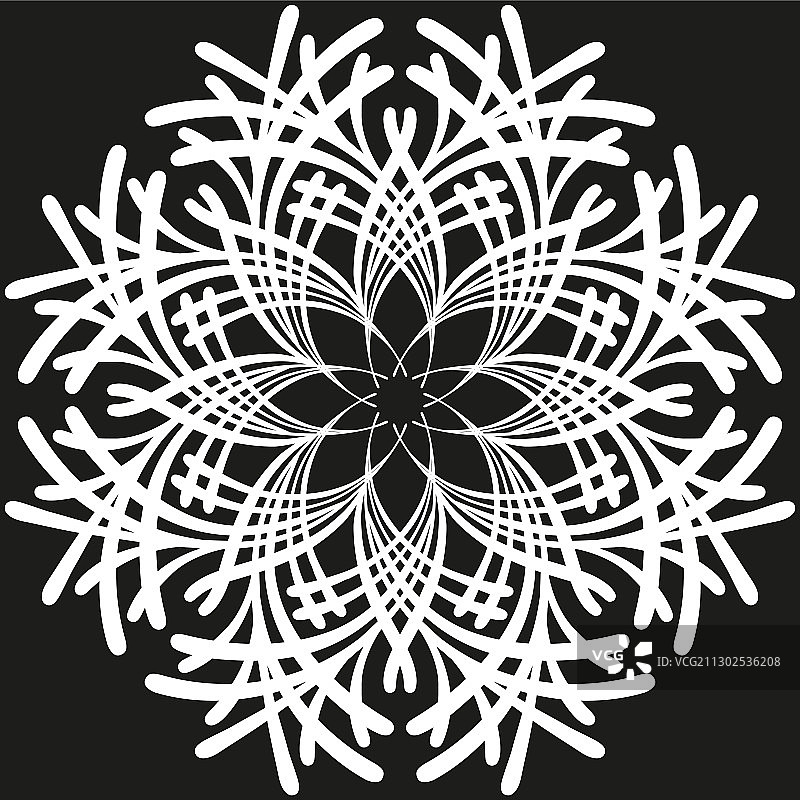 白色对称的莲座在黑色圆形图案上图片素材
