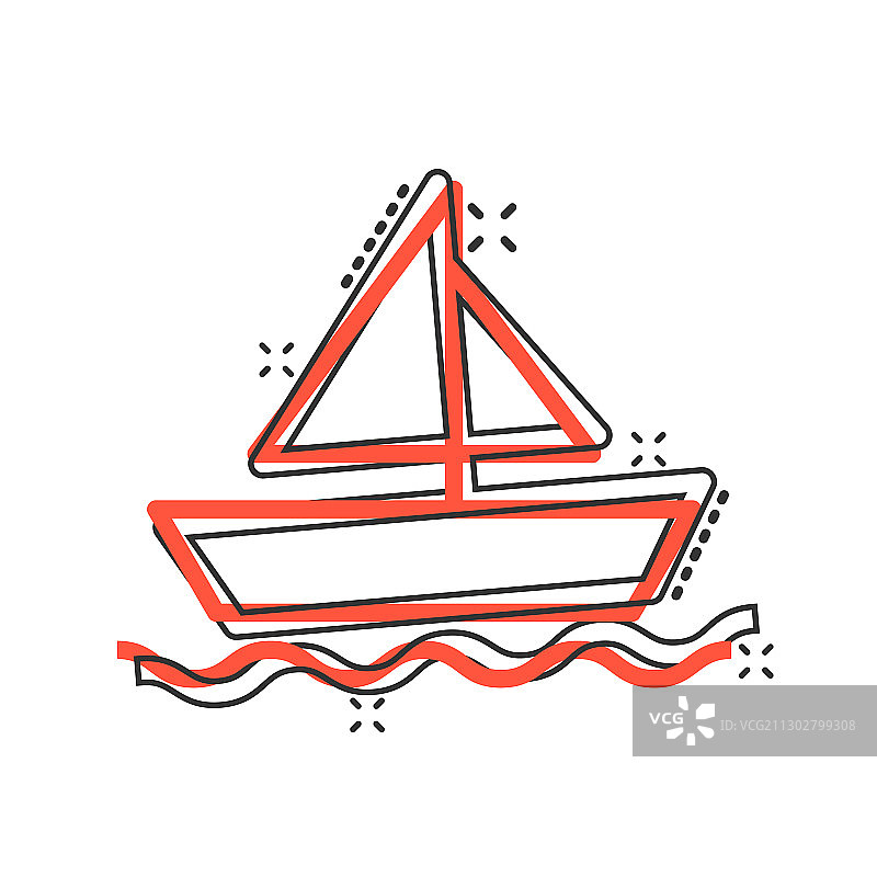 旅游船在漫画风格的渔船图标图片素材