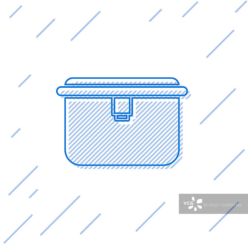 蓝线午餐盒图标隔离在白色图片素材