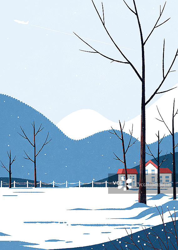 冬季乡村户外的海报背景图片素材