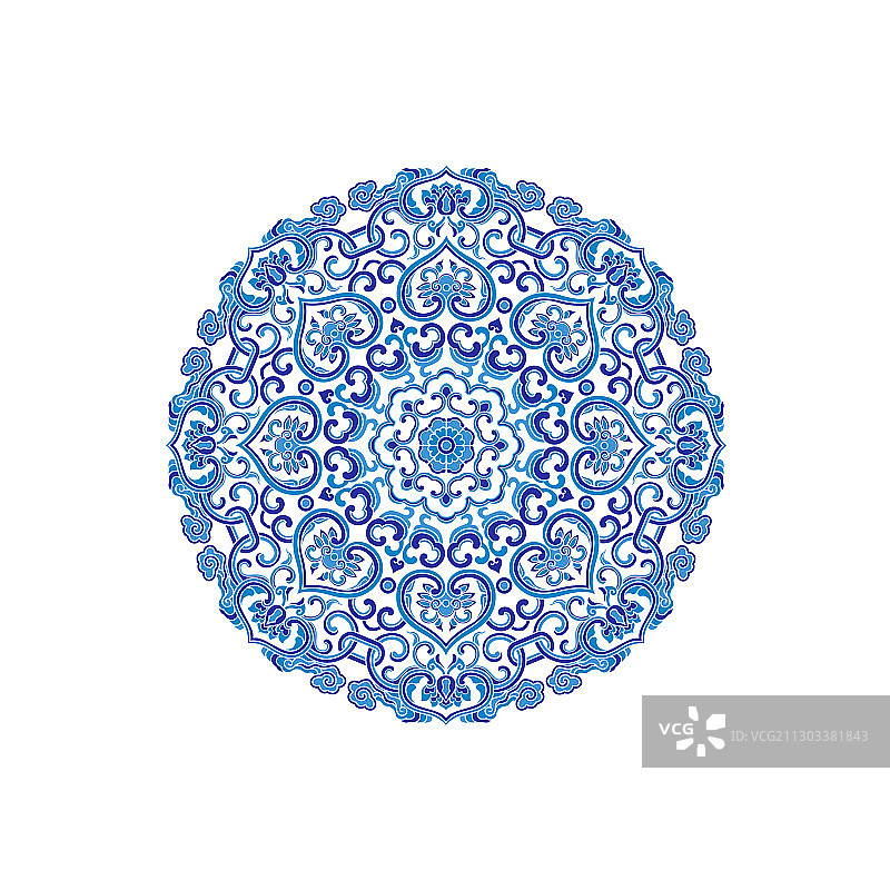 圆形蓝色装饰花纹图案图片素材