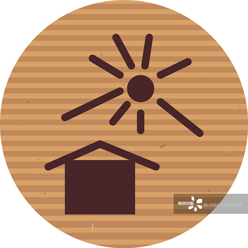 孤立的房子和太阳线风格的图标图片素材