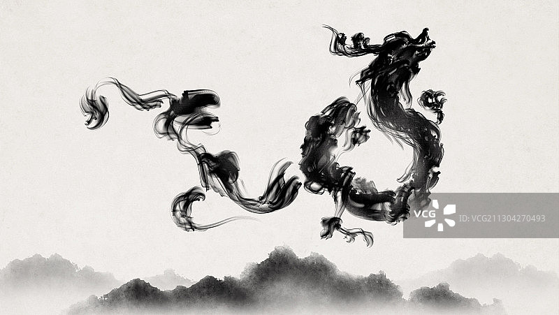 中国风水墨龙插画图片素材