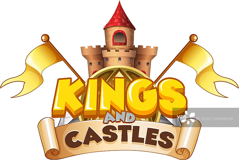 字体设计的文字国王和城堡上的白色图片素材