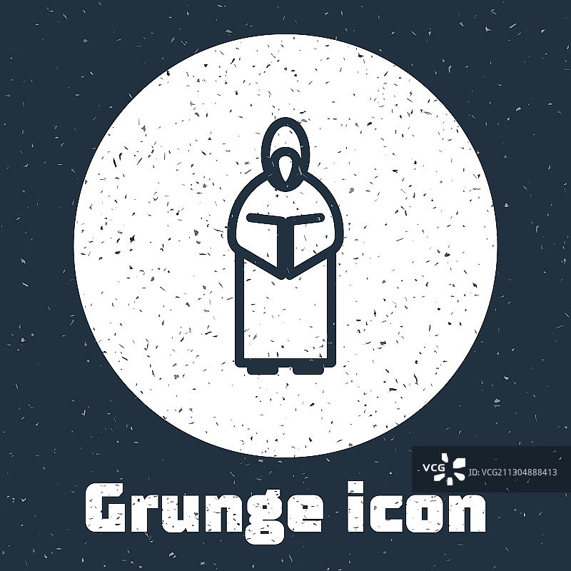Grunge线和尚图标孤立在灰色背景图片素材