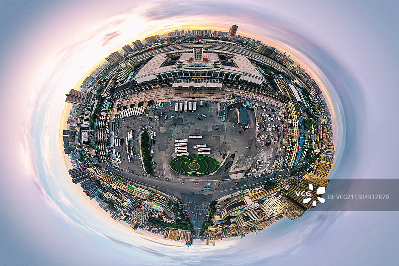 长沙火车站广场球形全景图片素材