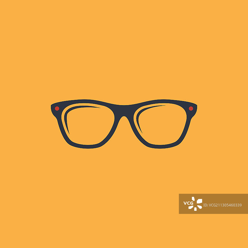 夏季眼镜图标平符号上的暖橙色图片素材