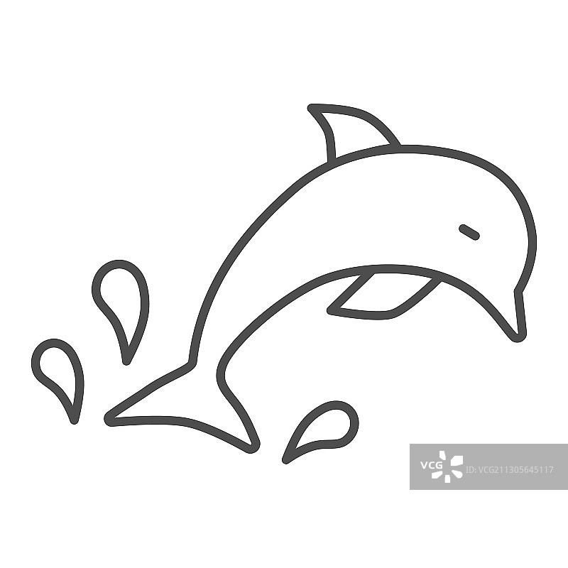 海豚细线图标海洋概念海豚图片素材