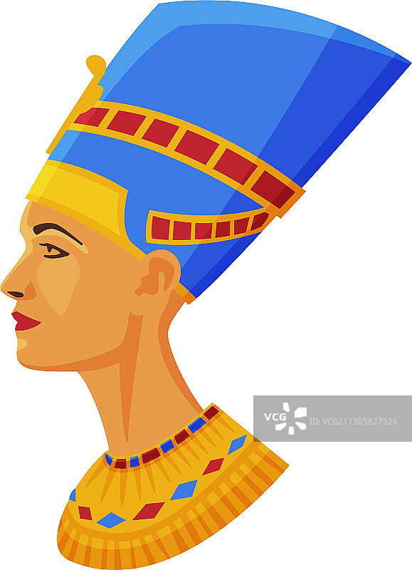 半身奈费尔提蒂象征埃及扁平风格图片素材