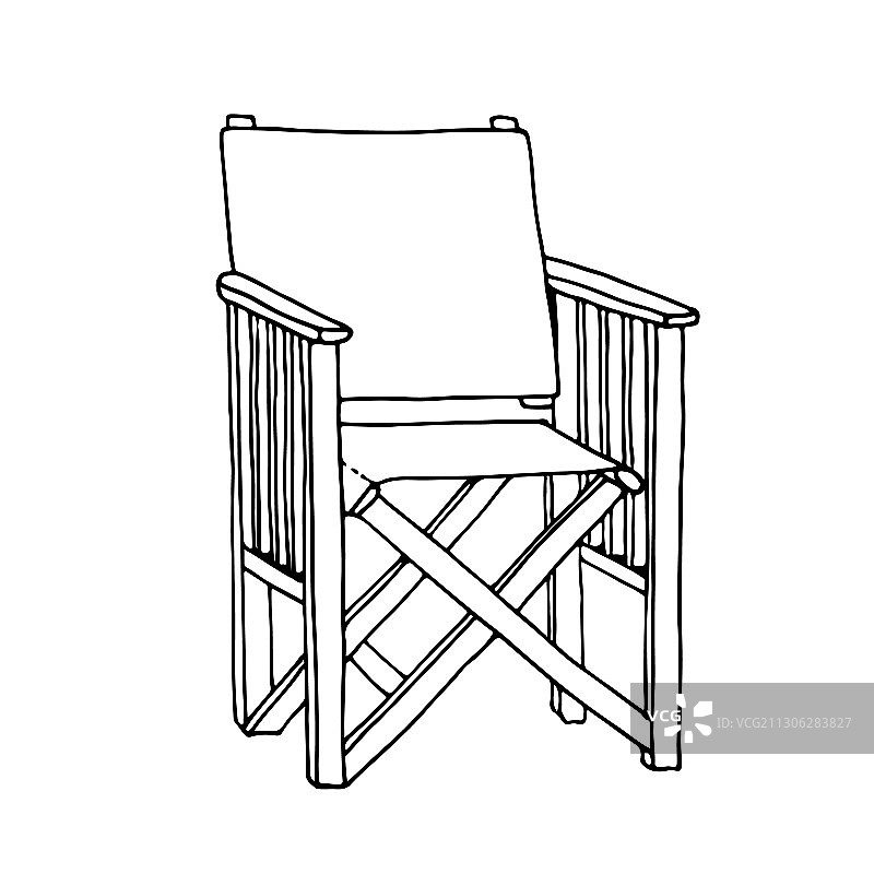 木制花园椅子素描手绘孤立上图片素材
