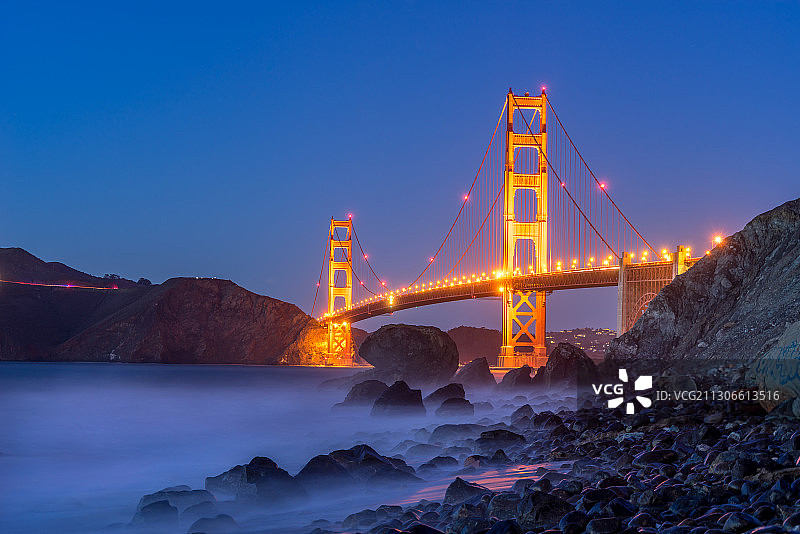 金门大桥的黄昏，旧金山，加利福尼亚，美国，美国图片素材
