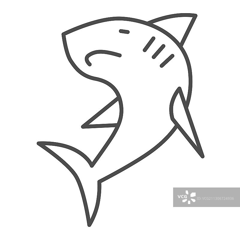 鲨鱼细线图标海洋概念危险海洋图片素材