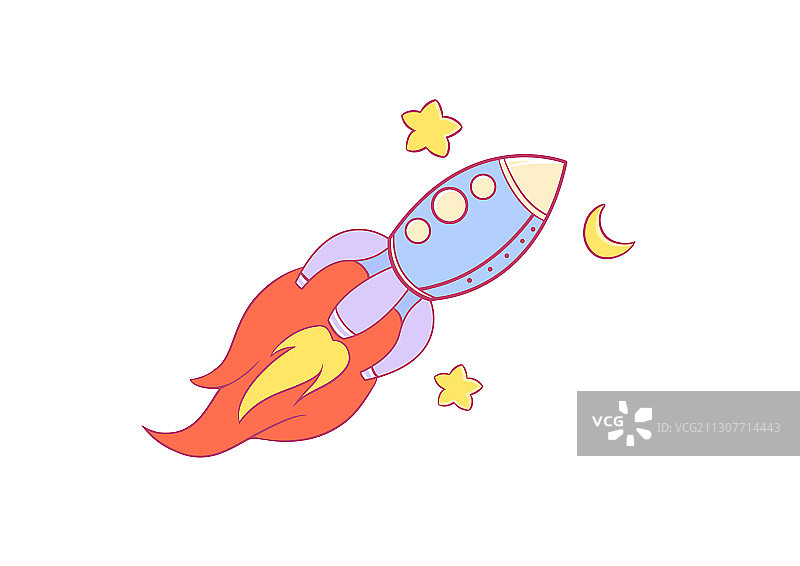 卡通喷火的小火箭玩具插画图片素材