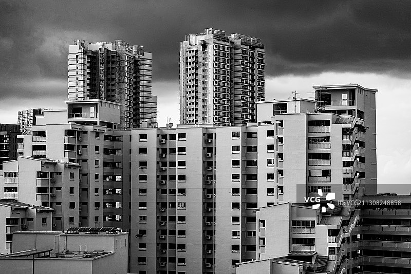 新加坡杰拉邦路，俯视天空的低角度建筑图片素材