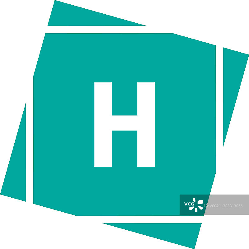 字母h型标识采用绿色设计理念图片素材