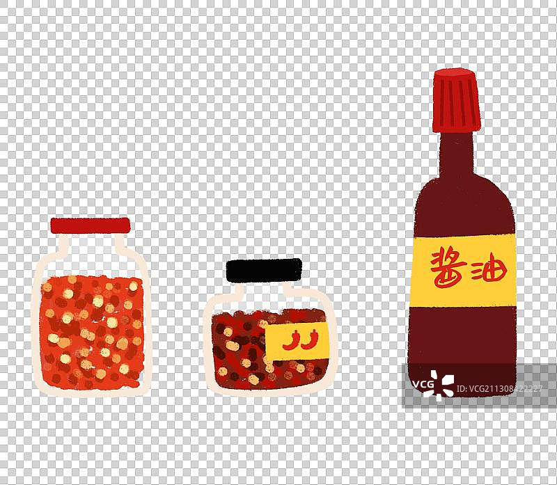 辣椒酱和酱油扁平风格图片素材
