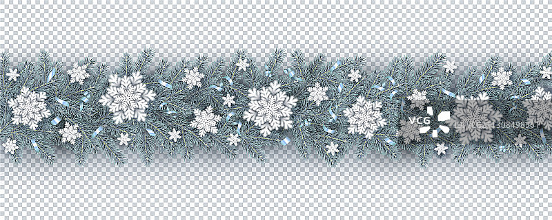 12、圣诞树枝头雪花迎新年图片素材
