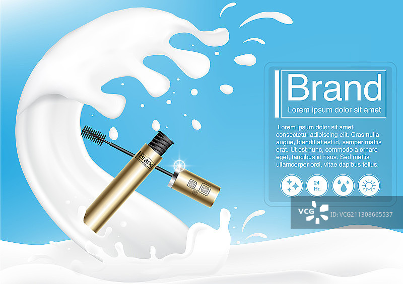 化妆品广告牛奶喷溅概念图片素材