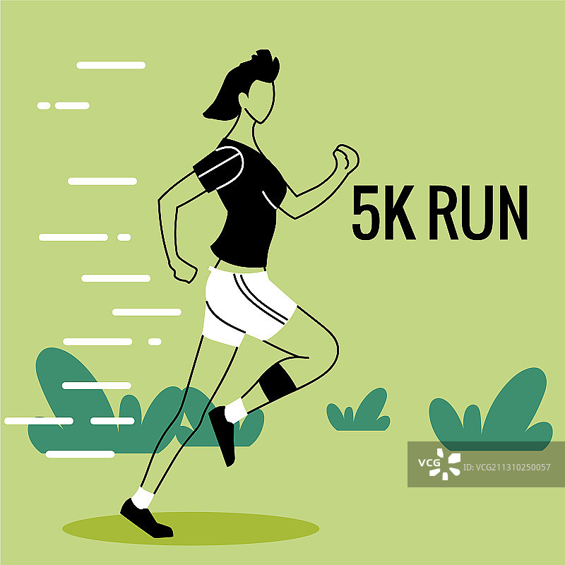 女性化身跑步和5k跑步设计图片素材