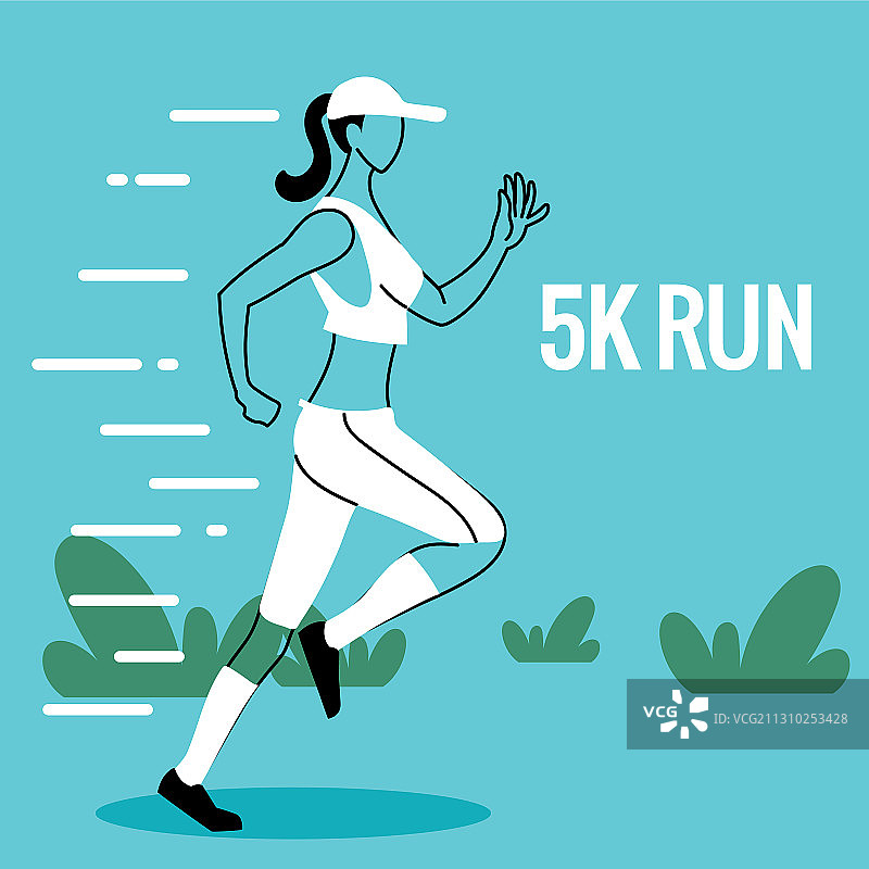 女性化身跑步和5k跑步设计图片素材