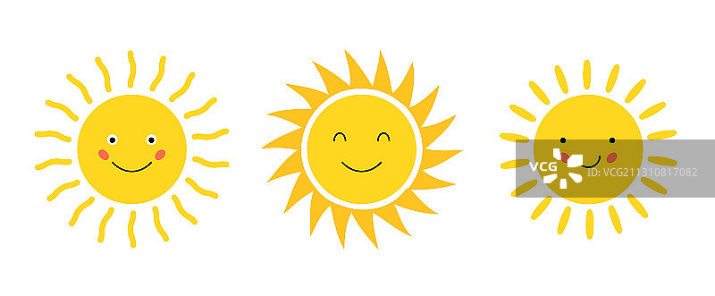 表情符号卡通太阳平图标涂鸦图片素材