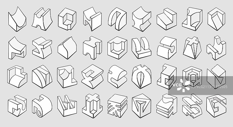 设置三维几何形状的立方体设计图片素材