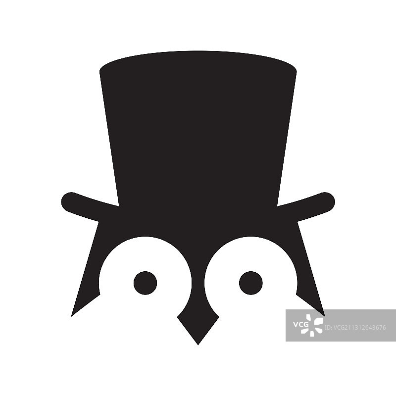 企鹅与帽子标志插图艺术图片素材