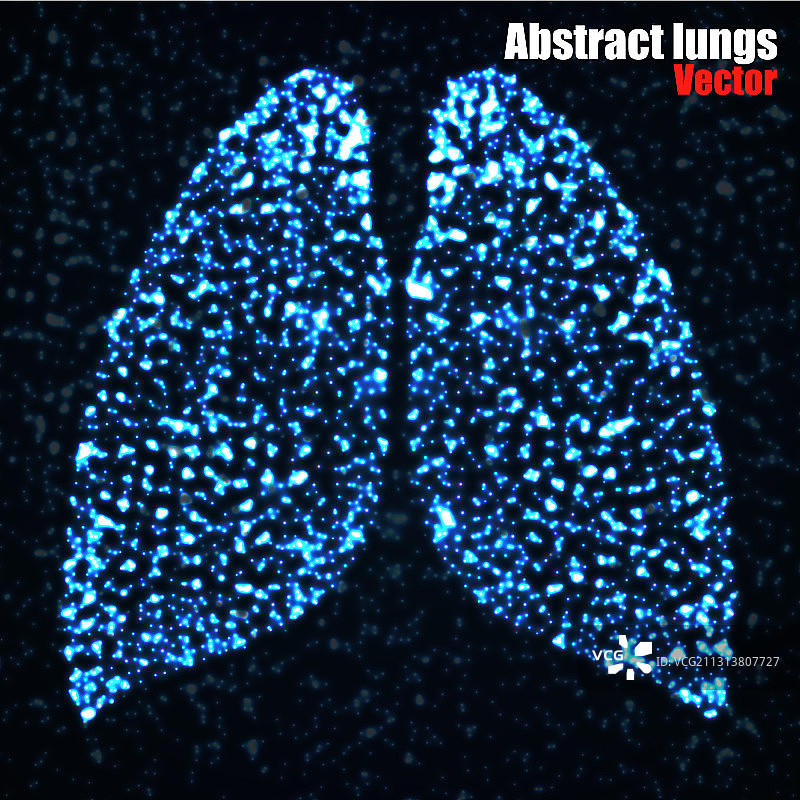 摘要人体肺部发光点霓虹粒子图片素材