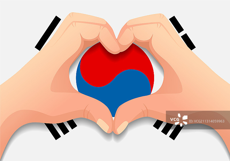 韩国国旗和手心形图片素材