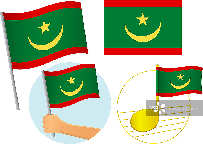 毛里塔尼亚国旗图标设置图片素材