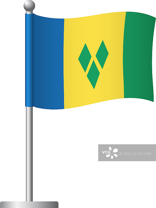 圣文森特和格林纳丁斯旗帜上的杆子图标图片素材