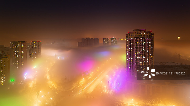 沈阳城市平流雾图片素材