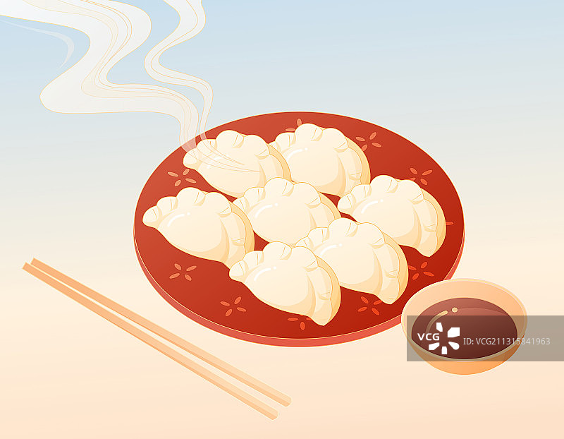 冬至吃饺子插画图片素材