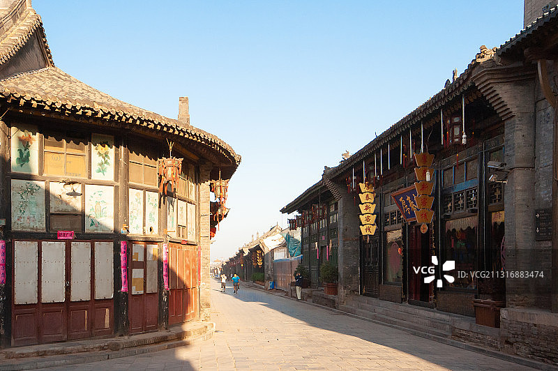 山西省晋中市5A级旅游景区平遥古城内部道路和巷子无人景观图片素材