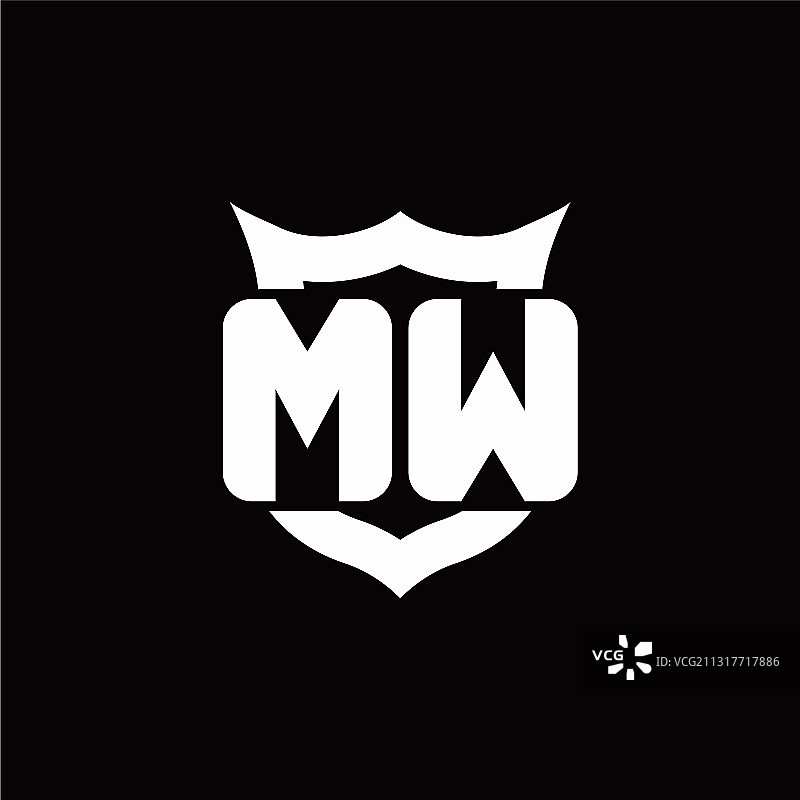 Mw标志与盾牌围绕皇冠形状图片素材