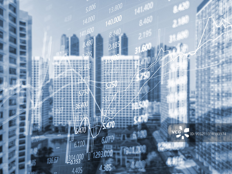 商业房地产楼市和金融股市股票交易数据背景图片素材