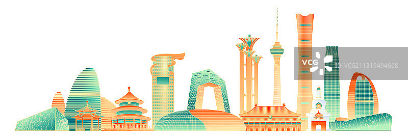 北京著名景点地标建筑矢量插画图片素材