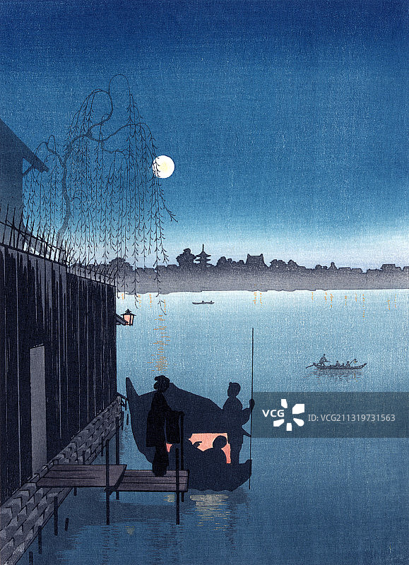 日本客船，月光之夜，20世纪图片素材