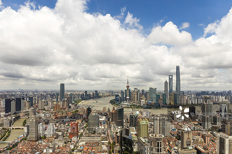 鸟瞰上海陆家嘴金融中心城市天际线风光图片素材