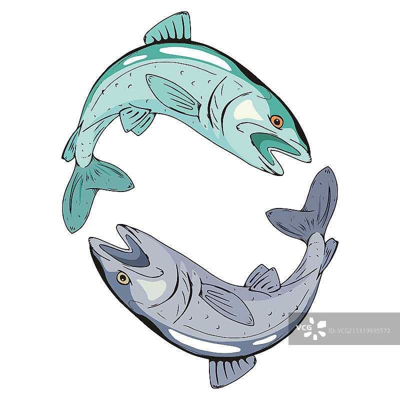 鱼的图标鱼为食物手绘标志鱼图片素材