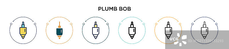 Plumb Bob图标在填充细线轮廓和图片素材