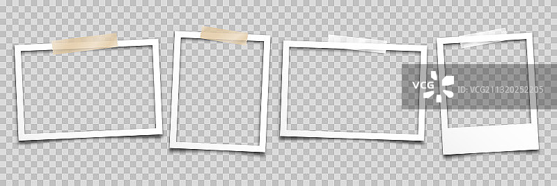 现实的空白照片卡相框胶片设置复古图片素材