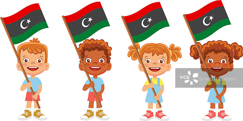 手握利比亚国旗图片素材