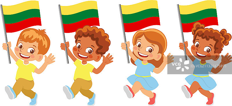手持立陶宛国旗图片素材