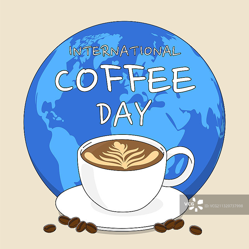 国际咖啡日的概念与地球图片素材