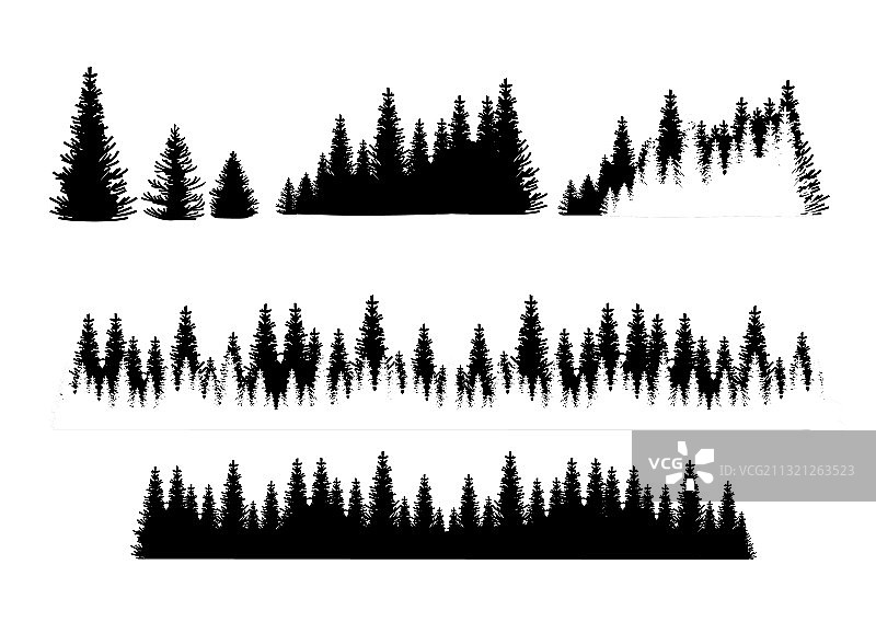设置森林剪影树收集森林图片素材