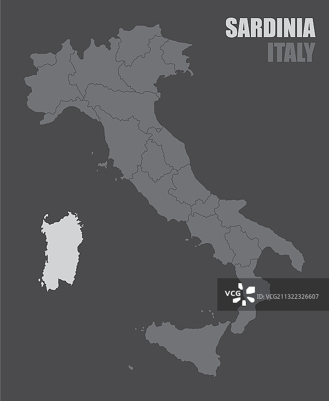 意大利撒丁岛地图图片素材
